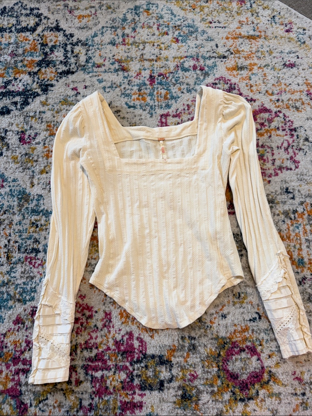 Free people  Long-Sleeve Square Neck Ribbed Top